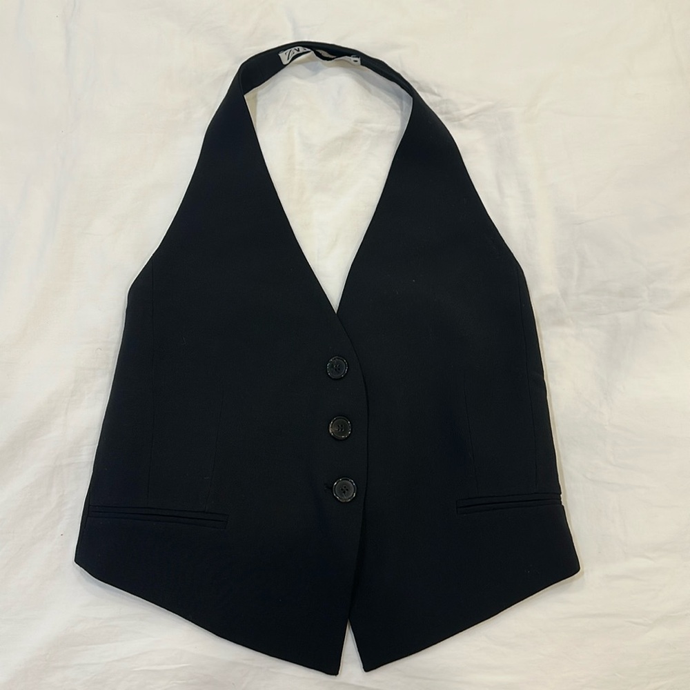 Zara Black Halter Vest Top